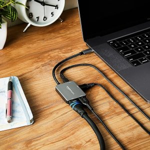 Amazon Basics 4-in-1 USB Type C Adapter (Grey) Port